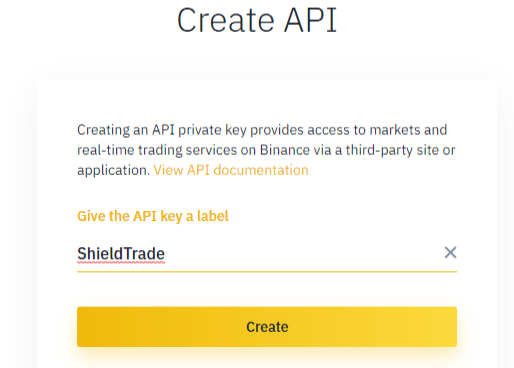 Binance create api