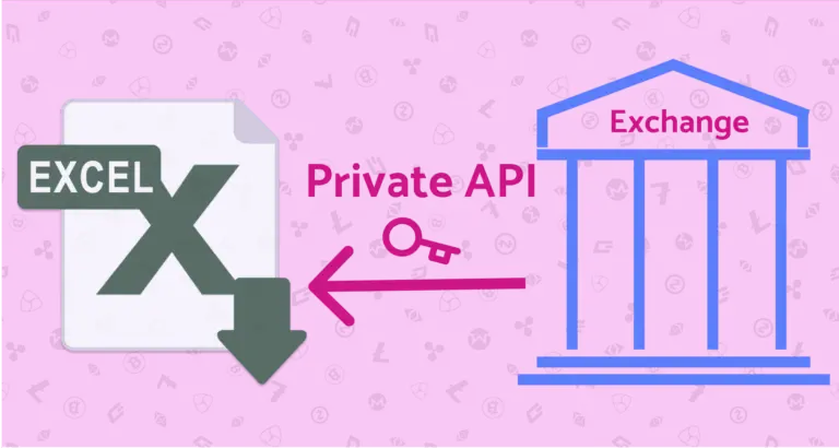 Excel and crypto exchange icon connected by an arrow. Private Crypto Data into Excel using API