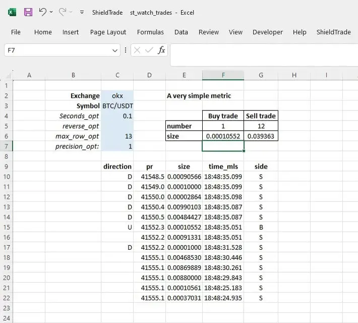 crypto excel add-in tape reading